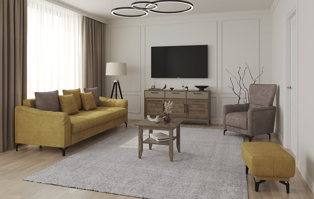 Одри / пуф велюр Олимпия 170 горчичный